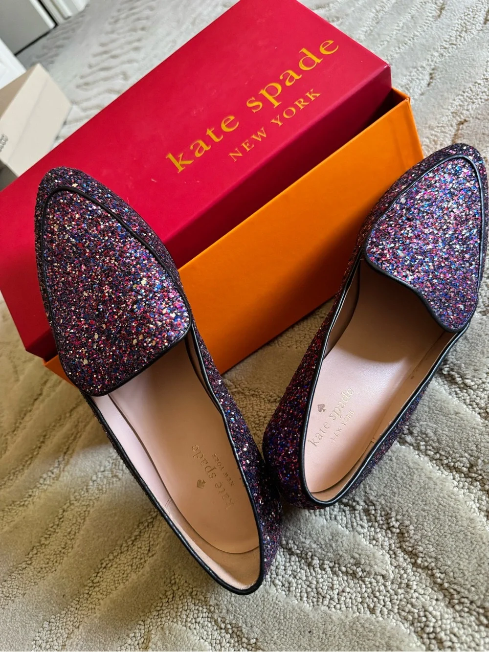 kate spade Purple Glitter Pointed Toe Flats - Picture 1 of 3